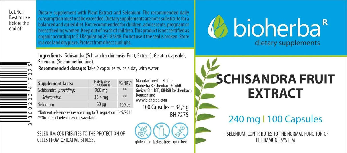 Schisandra Fruit Extract 240 mg - 100 капсули - Feel You