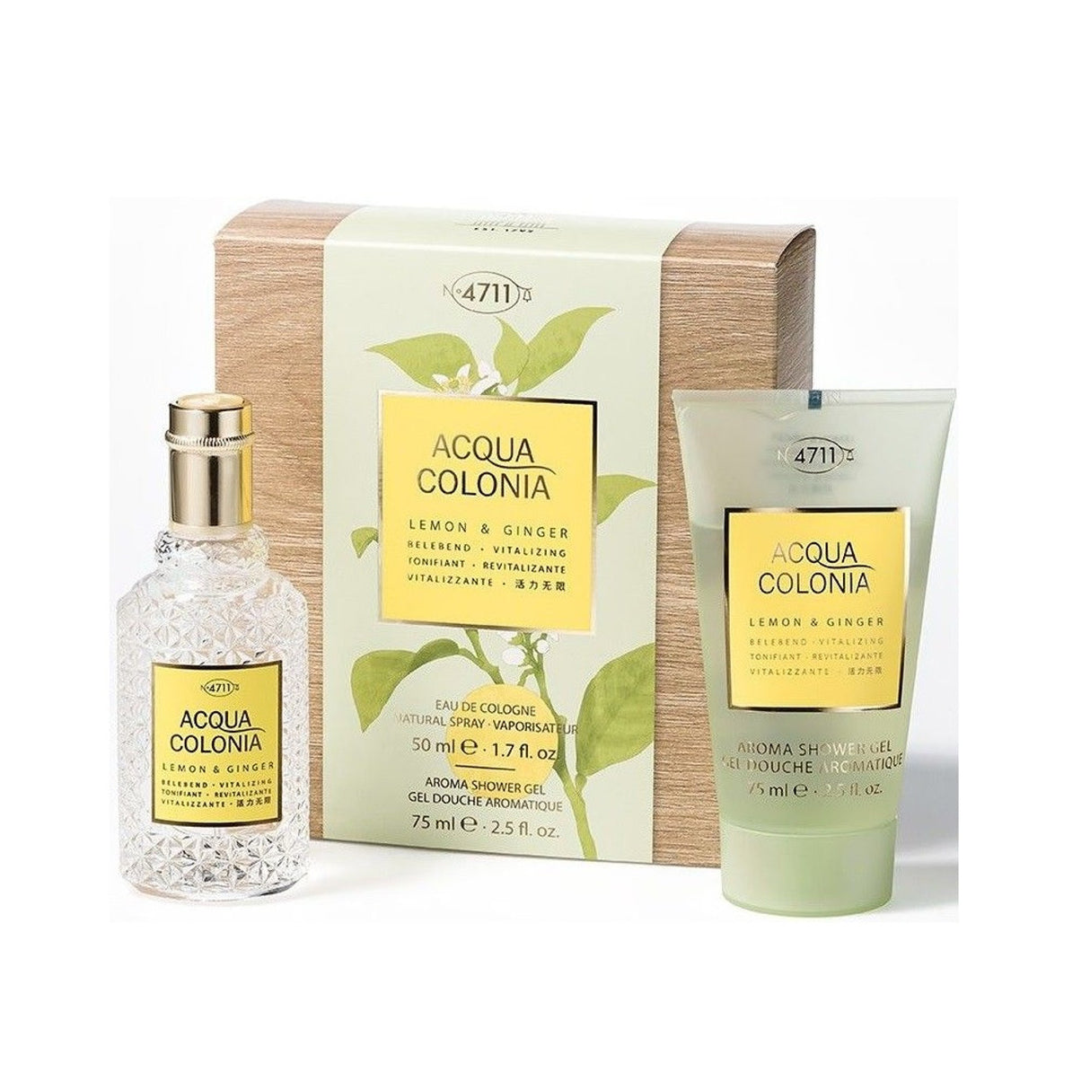 Set 4711: Acqua Colonia Lemon & Ginger, Eau De Cologne, Unisex, 50 ml + Acqua Colonia, Lemon & Ginger, Moisturizing, Shower Gel, Body, All Skin Types, 75 ml - Feel You