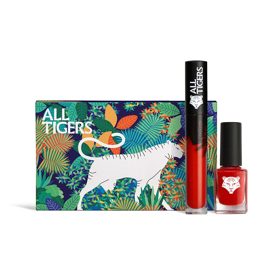 Set All Tigers: Natural & Vegan, Liquid Lipstick, 888, Call Me Queen, 8 ml + Natural & Vegan, Vegan, Nail Polish, 298, Hit It Big, 11 ml - Feel You