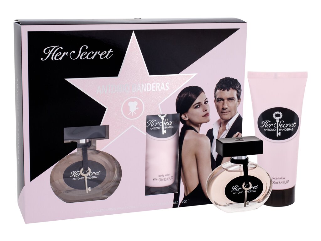 Set Antonio Banderas: Her Secret, Eau De Toilette, For Women, 50 ml + Her Secret, Moisturizes, Body Lotion, Body, 100 ml - Feel You