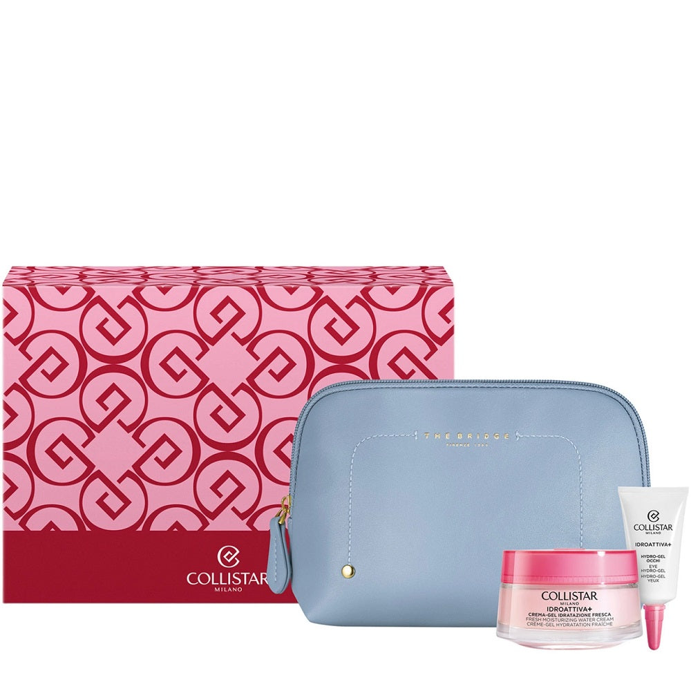 Set Collistar: Idro-Attiva+, Freshness, Gel Cream, Face, 50 ml + Idro-Attiva+, Hydrating, Day, Eye Gel, 15 ml + The Bridge, GWP Textile Pouch, Blue - Feel You