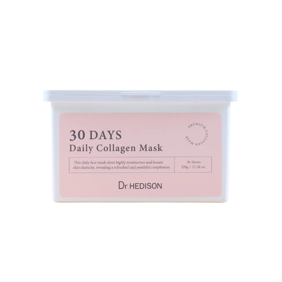 Set, Dr. Hedison, 30 Days Daily Collagen, Vegan, Intense Hydration, Sheet Mask, Face, Daily, 30 pcs, 320 g - Feel You