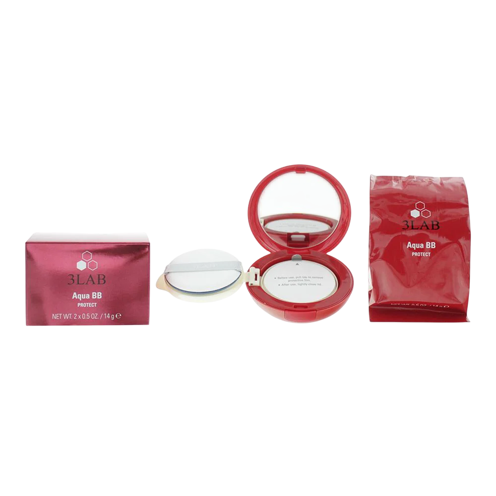 Set Duo, 3Lab, Aqua BB Protect, Coverage and Correction, BB Compact Cream, 03, Dark, 2 pcs, 14 g - Feel You