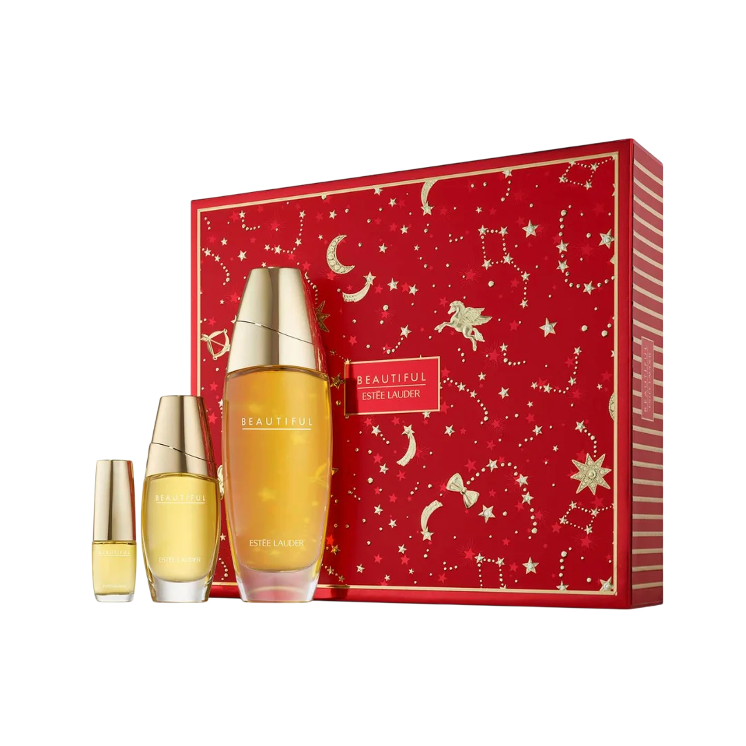 Set Estee Lauder: Beautiful, Eau De Parfum, For Women, 100 ml + Beautiful, Eau De Parfum, For Women, 30 ml + Beautiful, Eau De Parfum, For Women, 4.7 ml - Feel You