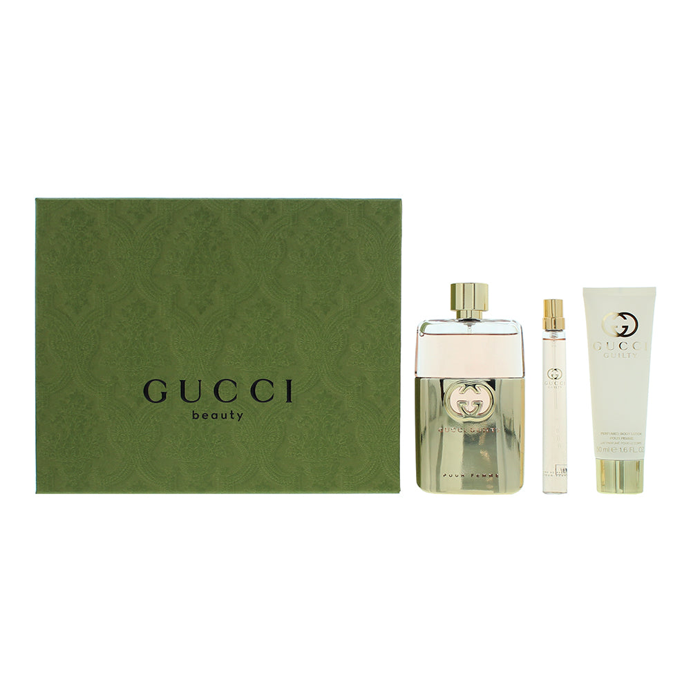 Set Gucci: Guilty, Eau De Parfum, For Women, 90 ml + Guilty, Eau De Parfum, For Women, 10 ml + Guilty, Moisturizing, Body Lotion, 50 ml - Feel You