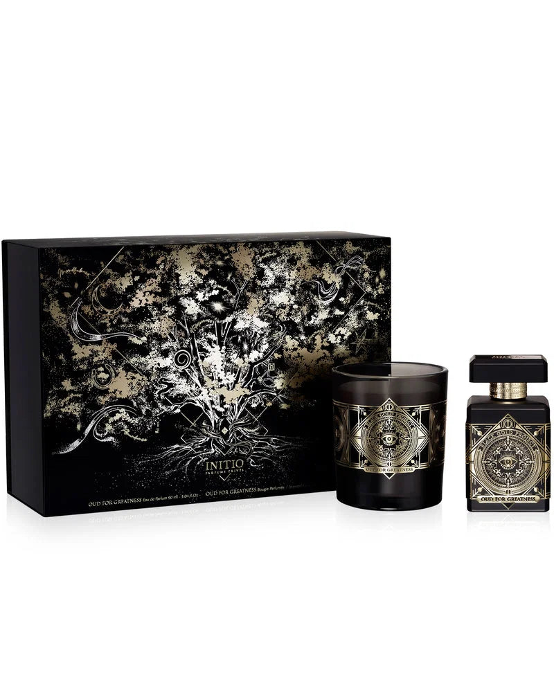 Set Initio: Oud For Greatness, Eau De Parfum, Unisex, 90 ml + Oud For Greatness, Amber Woody, Scented Candle, 180 g - Feel You