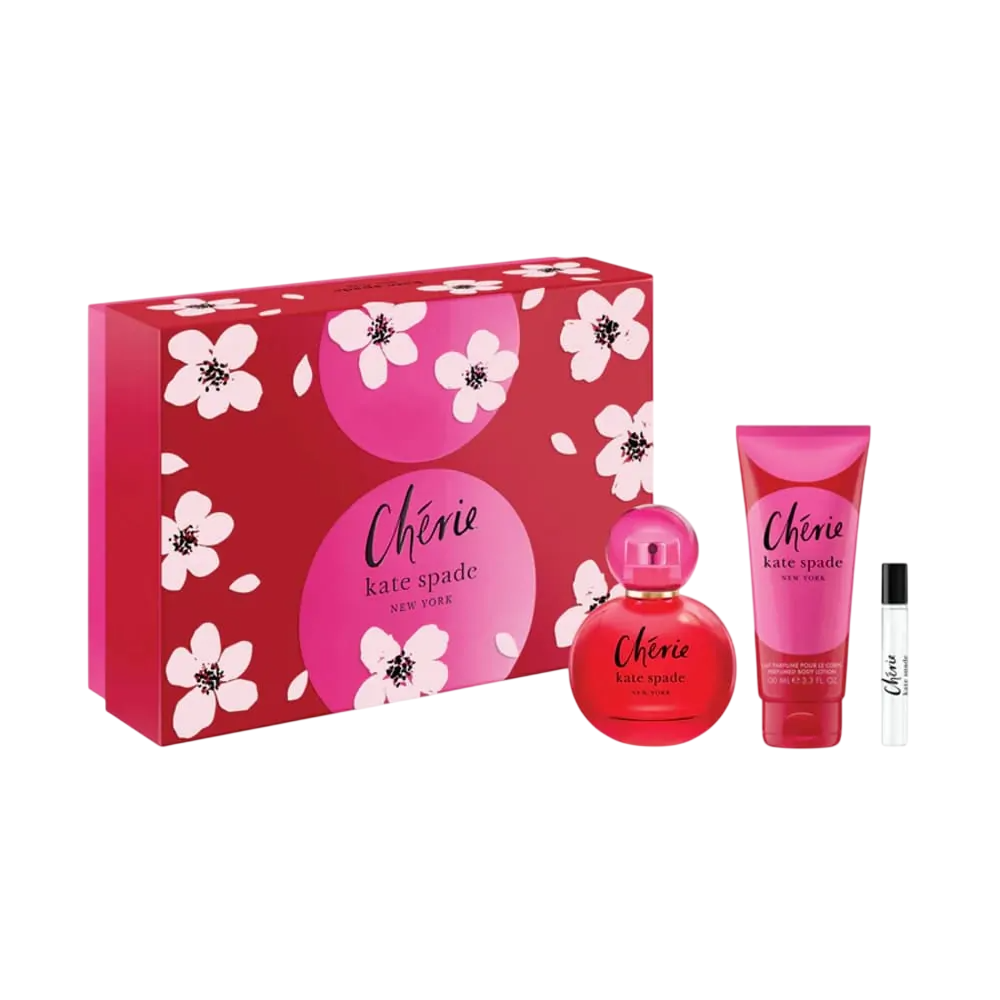 Set Kate Spade: Cherie, Eau De Parfum, For Women, 100 ml + Cherie, Eau De Parfum, For Women, 7.5 ml + Cherie, Moisturising, Body Lotion, 100 ml - Feel You