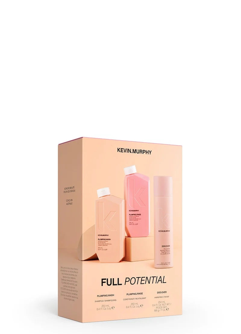 Set Kevin Murphy: Plumping Wash, Hair Shampoo, Redensifying, 250 ml + Plumping Rinse, Hair Conditioner, For Revitalisation, 250 ml + Doo Over, Hair Spray, For Volume, Strong Hold, 250 ml - Feel You