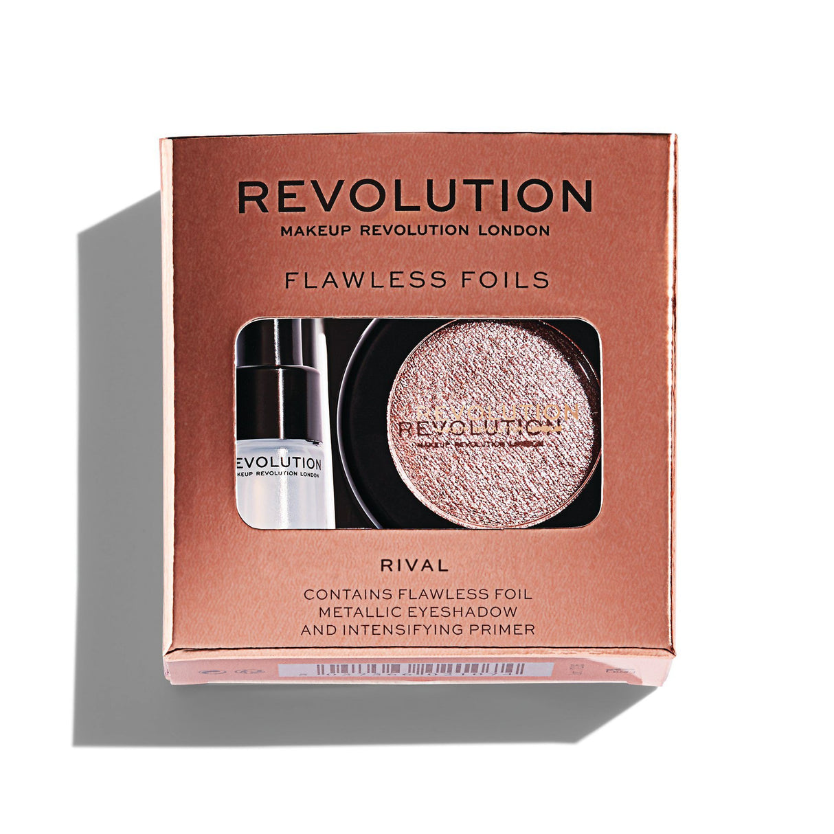 Set Makeup Revolution: Flawless Foils, Vegan, Eyeshadow Primer, 2 ml + Flawless Foils, Vegan, Eyeshadow Palette, Rival, 2 g - Feel You