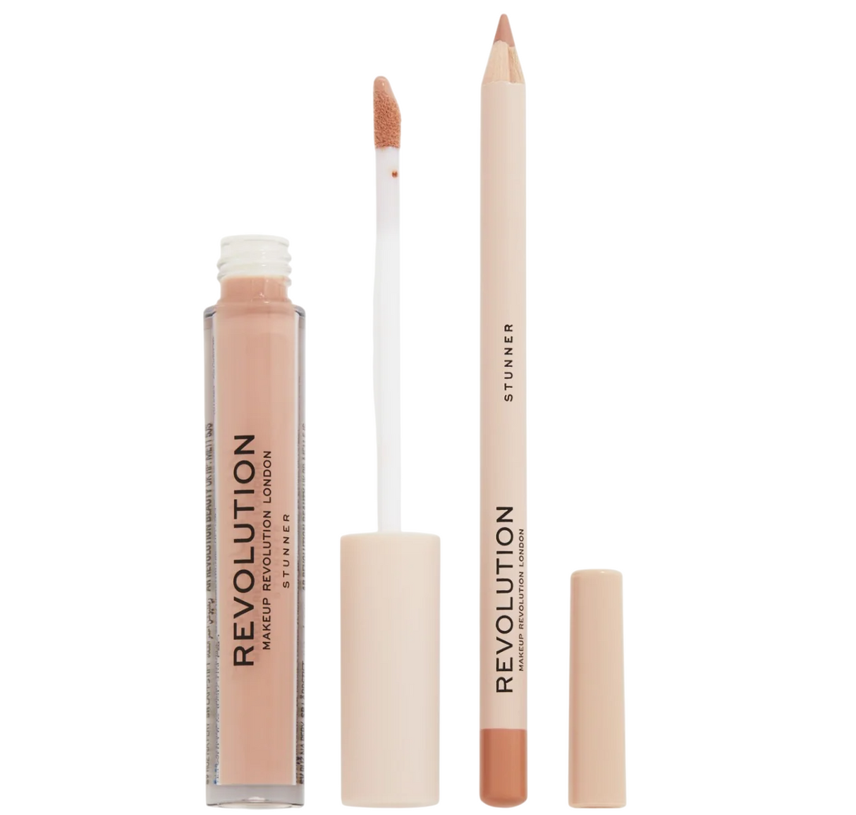 Set Makeup Revolution: Makeup Revolution, Liquid Lipstick, Stunner, 3 ml + Makeup Revolution, Precision, Lip Liner, Stunner, 1 g - Feel You