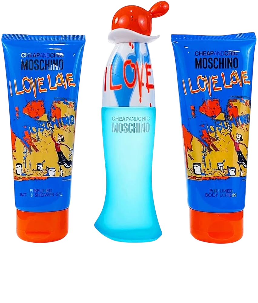 Set Moschino: I Love, Eau De Toilette, For Women, 50 ml + I Love, Cleansing, Shower Gel, For All Skin Types, 100 ml + I Love, Hydrating, Body Lotion, 100 ml - Feel You
