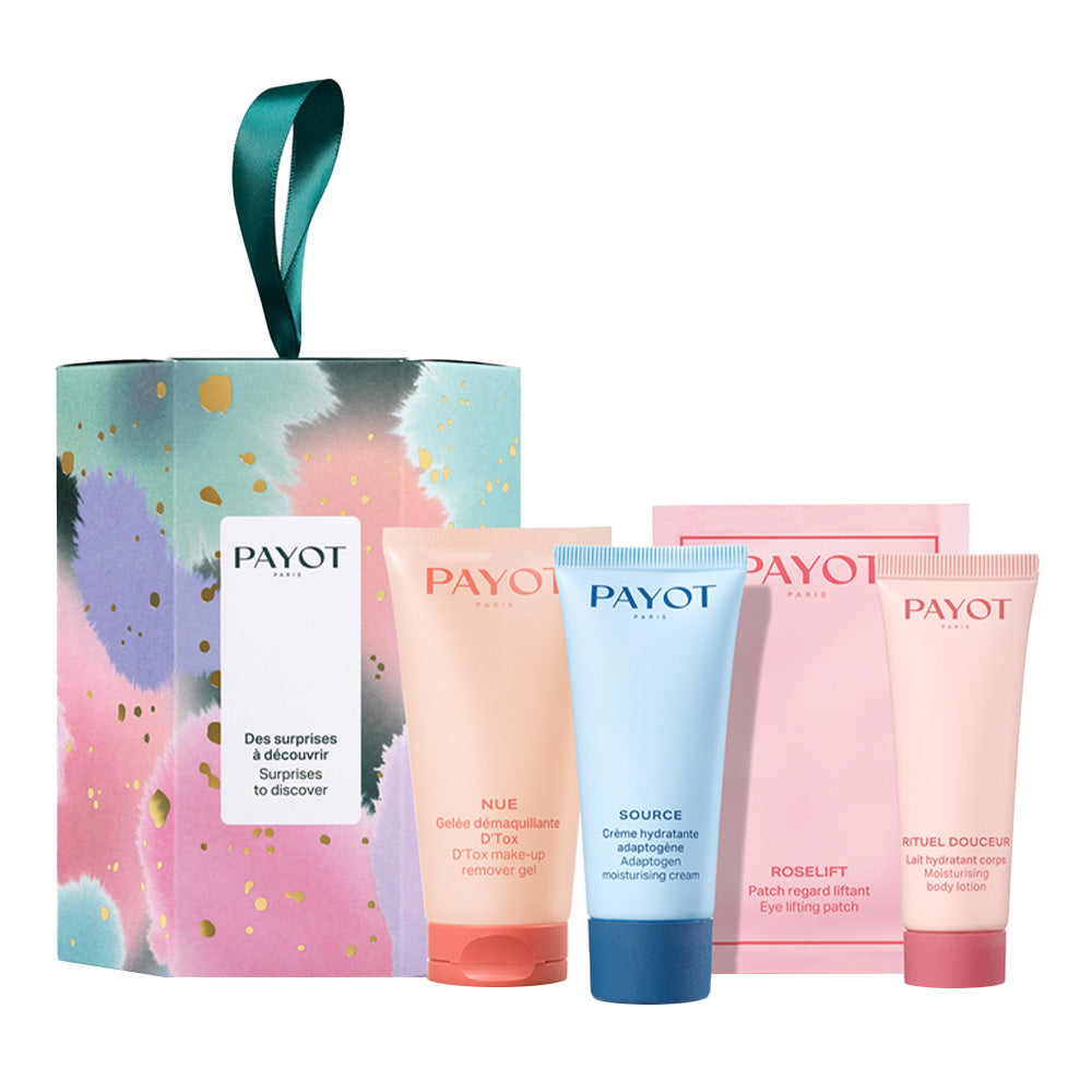 Set Payot: Nue, Makeup Remover Gel, 50 ml + Source Adaptogen, Hydrating, Cream, For Face, 30 ml + Rituel Douceur, Hydrates, Body Lotion, Body, 25 ml + Roselift, Lifting, Eye Patch, 2 pcs, 2 g - Feel You
