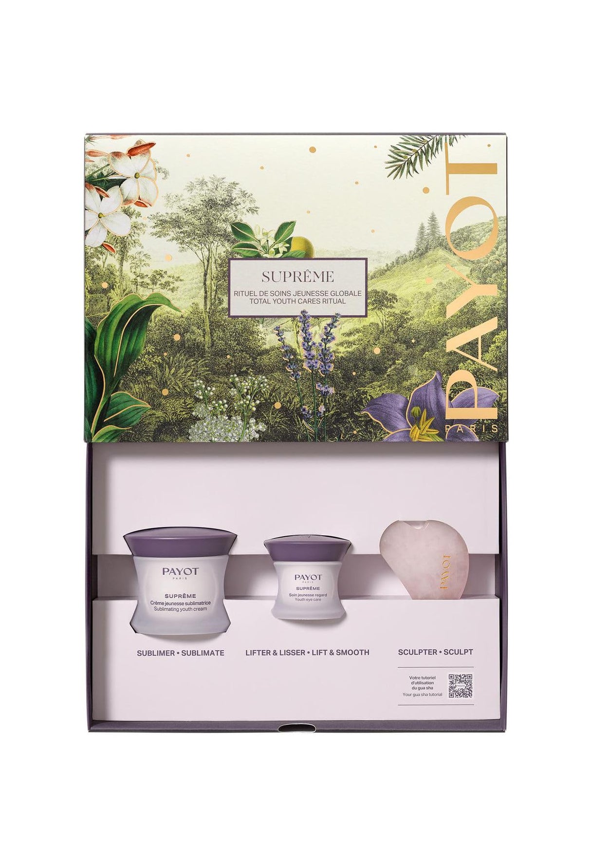Set Payot: Supreme Sublimating, Anti-Aging, Day, Cream, For Face, 50 ml + Supreme Sublimating, Enhancing, Eye Cream, 15 ml + Gua Sha, Light Pink, Lifting, Face Massage Stone - Feel You