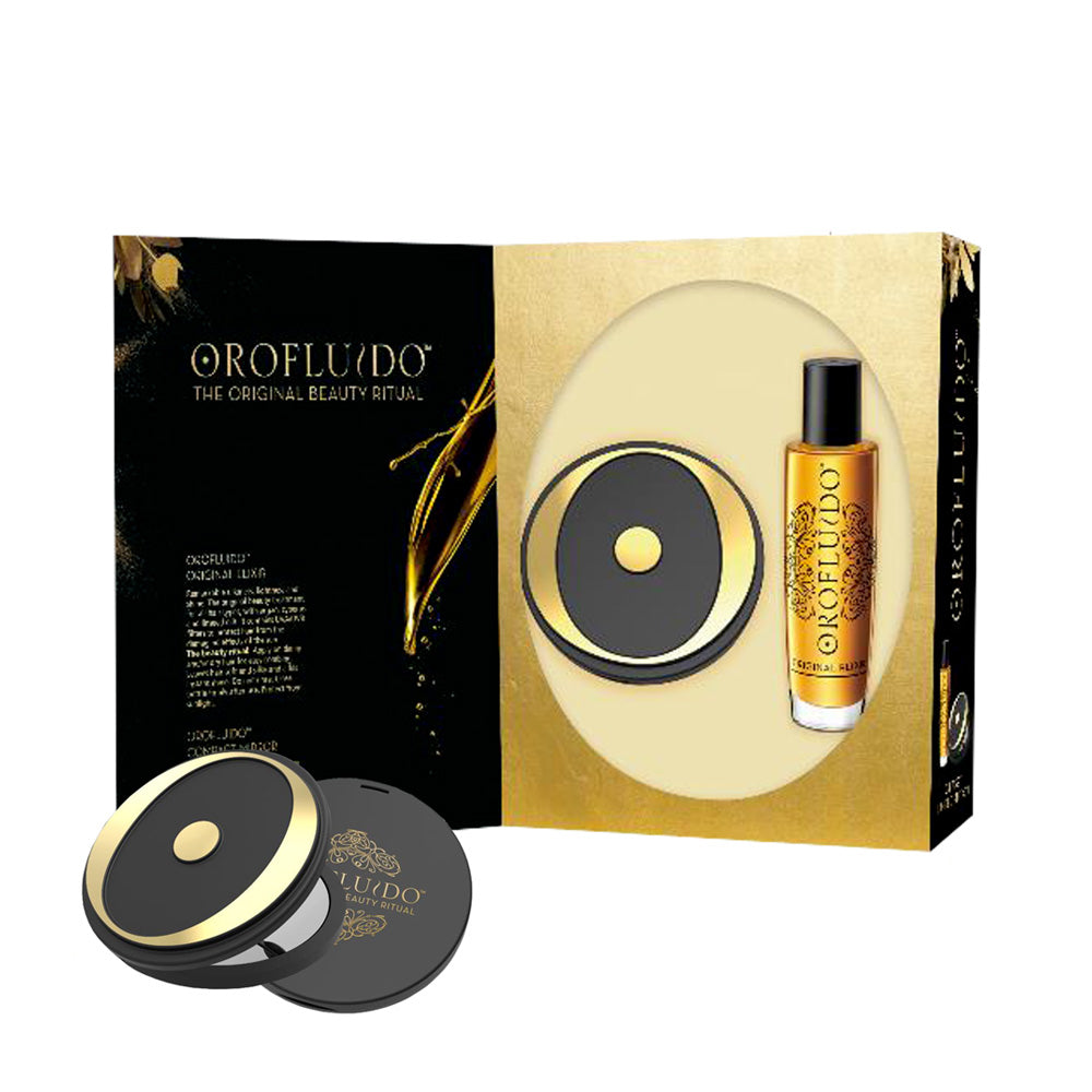 Set Revlon: Orofluido, Hair Oil, For Hydrate/Detangle & Shine, 100 ml + Compact Mirror, Black - Feel You