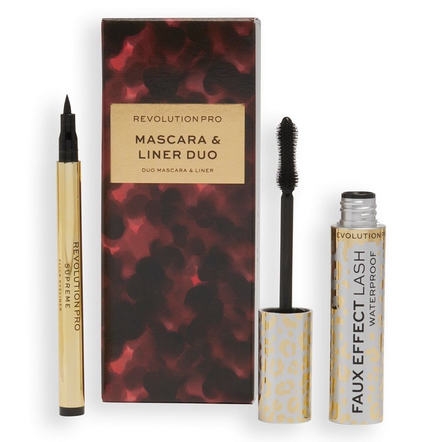 Set Revolution Pro: Faux Effect Lash, Waterproof, Volumising, Mascara, Black, 8 ml + Supreme Flick, Precise, Gel Eyeliner, Black, 1 ml - Feel You