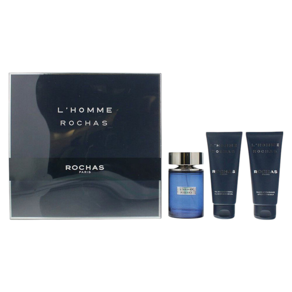 Set Rochas: L'Homme Rochas, Eau De Toilette, For Men, 100 ml + L'Homme Rochas, Hydrating, Shower Gel, All Skin Types, 100 ml + L'Homme Rochas, Hydrating, After-Shave Balm, 100 ml - Feel You