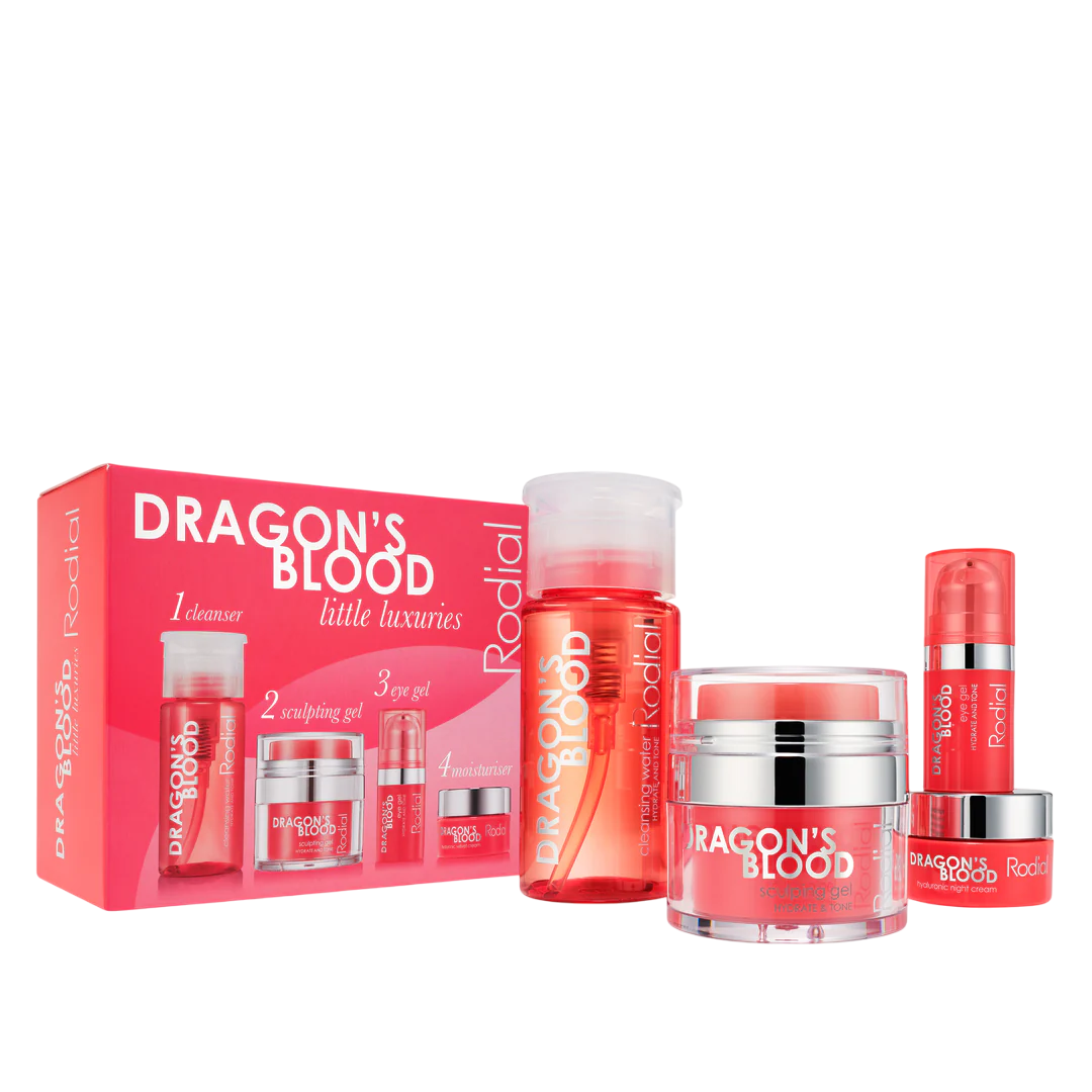Little Luxuries Kit Set Rodial: Dragon's Blood, Purifying, Micellar Water, For All Skin Types, 100 ml + Dragon's Blood, Sculpting, Gel, For Face, 9 ml + Dragon's Blood, Refreshes & Hydrates, Eye Gel, 5 ml + Dragon's Blood, Hyaluron, Hydrating, Cream, F... - Feel You