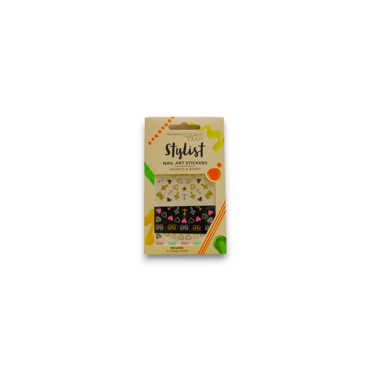 Set Trio, Elegant Touch, Stylist, Nail Stickers, Hearts & Bows, 3 pcs - Feel You