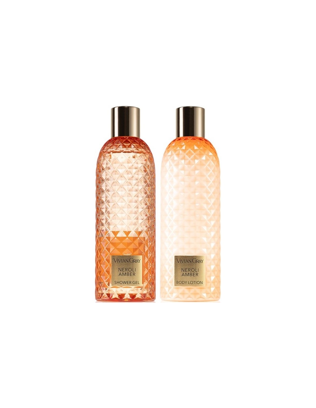 Set Vivian Gray: Gemstone, Neroli & Amber, Shower Gel, For All Skin Types, 300 ml + Gemstone, Neroli & Amber, Hydrating, Body Lotion, 300 ml - Feel You