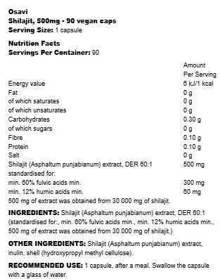 Shilajit 500 mg | 60:1 Extract with 60+% Fulvic Acids - 90 капсули - Feel You