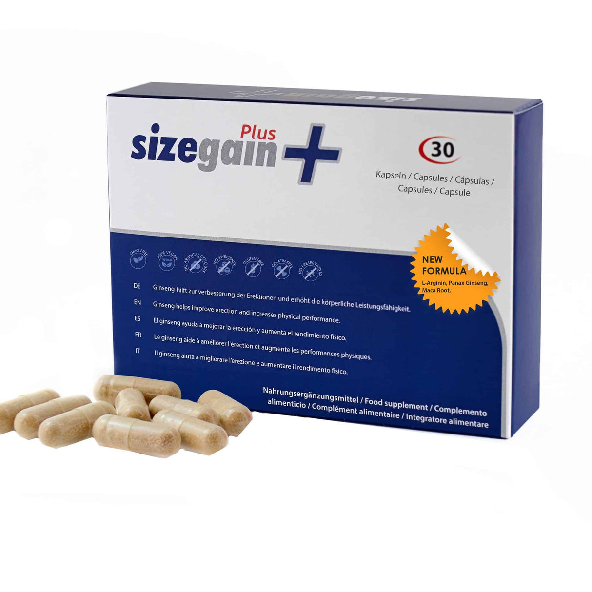 Sizegain, Sizegain Plus, Increase Male Virility & Sexual Potency, Capsules, 30 capsules - Feel You