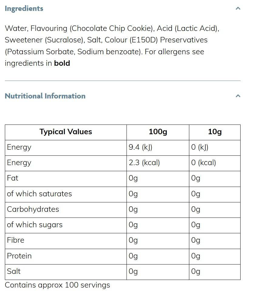 Skinny Barista Zero Calorie Coffee Syrup | Chocolate Chip Cookie - 1000 мл - Feel You