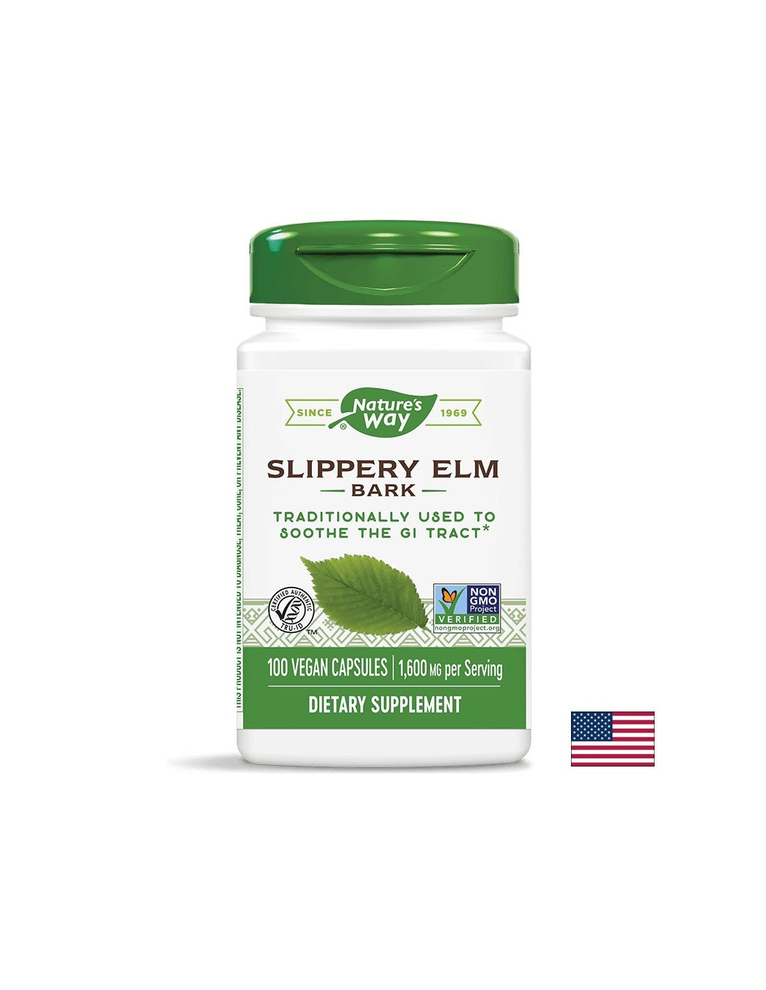 Slippery Elm Bark - Червен бряст (кора) - При раздразнения на стомашната лигавица, 400 mg, 100 капсули Nature’s Way - Feel You