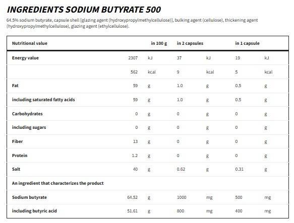 Sodium Butyrate 500 mg - 90 капсули - Feel You
