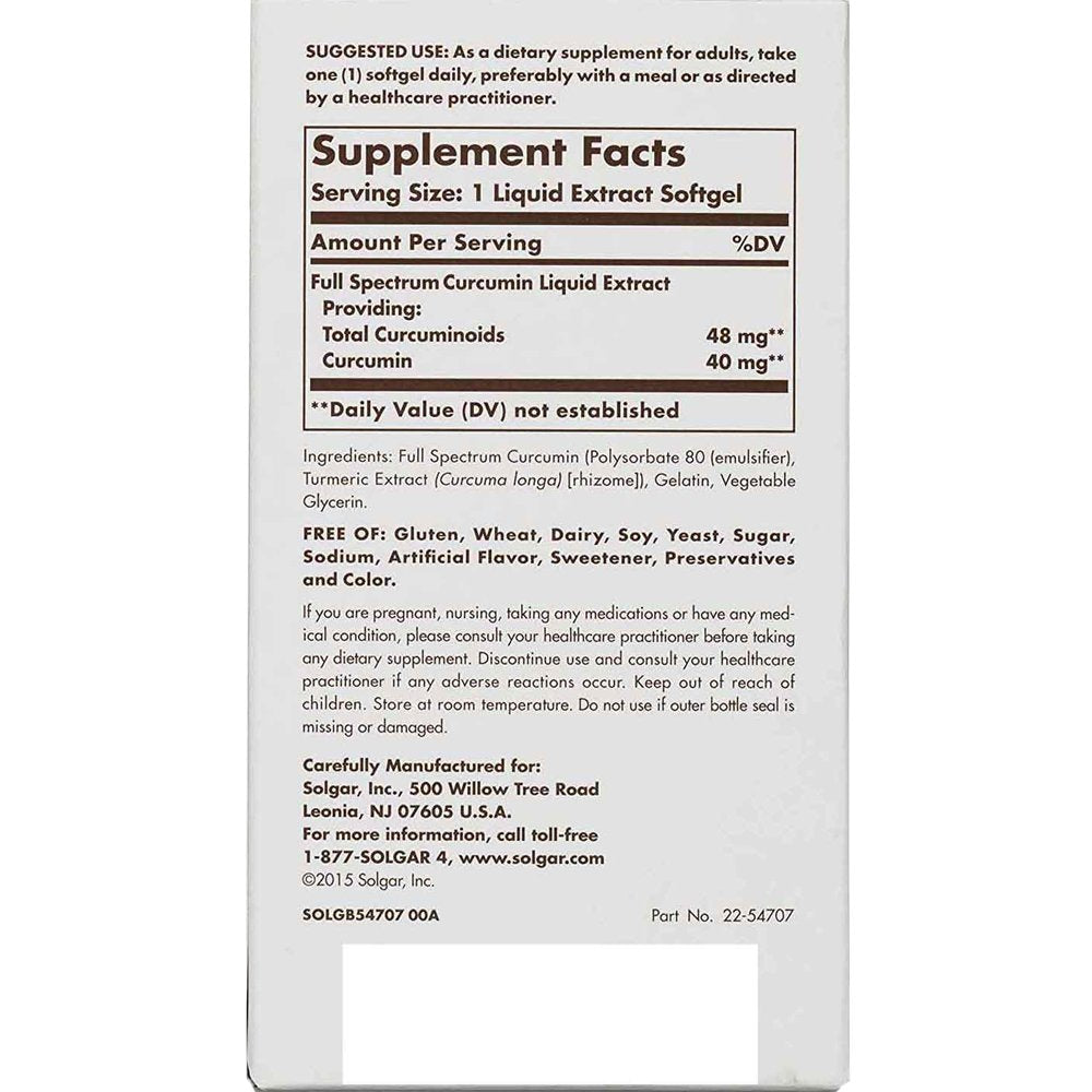 Solgar Curcumina Full Spectrum 30 Capsules - Feel You