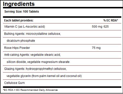 Solgar Vitamin C 500 mg with Rose Hips - 100 Таблетки - Feel You