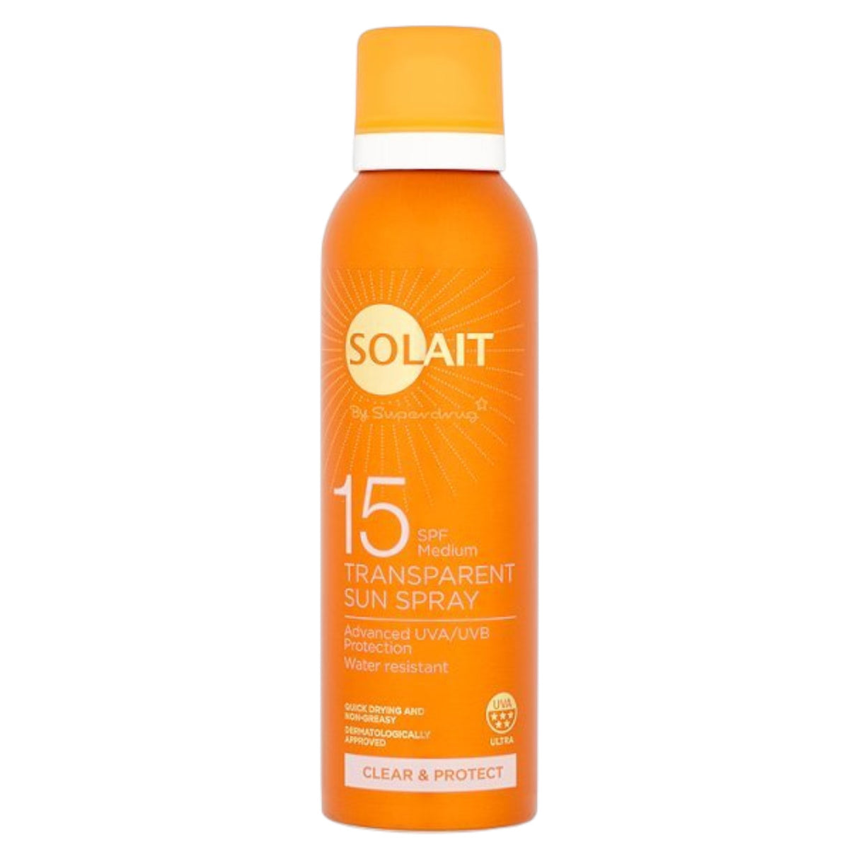 Superdrug, Solait, Water-Resistant, Sunscreen Spray, SPF15, 200 ml *Tester - Feel You