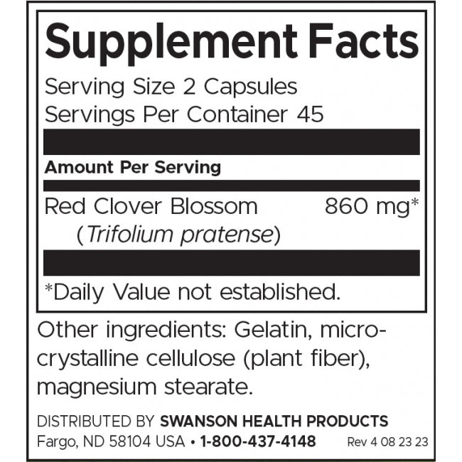 Swanson Full Spectrum Red Clover Blossom Womens Health Herbal Supplement 430 mg Per Capsule 90 Capsules - Feel You
