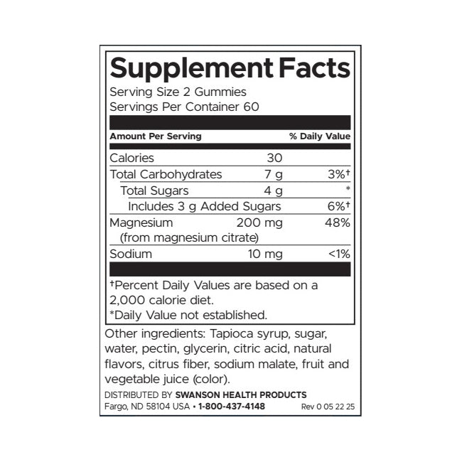 Swanson Magnesium Chewable Tablets Mixed Berry Flavor 120 Gummies For Stress Muscle And Bone Support - Feel You