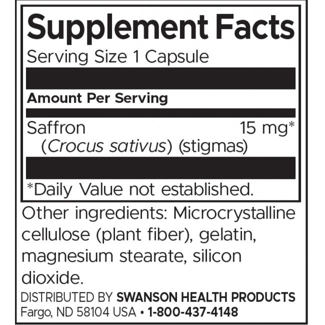 Swanson Saffron full spectrum - 60 capsules - Feel You