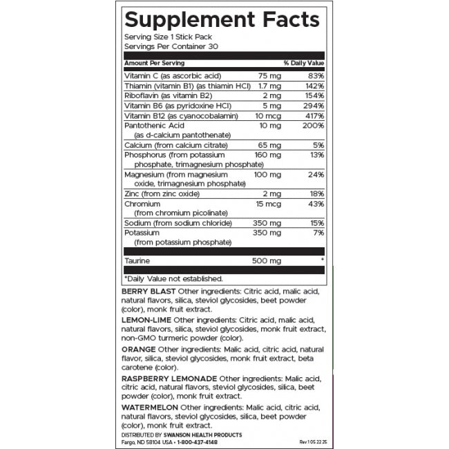 Swanson Simply Hydrate Electrolyte Hydration Mix Variety Pack 30 Stick Packs Assorted Flavors - Feel You
