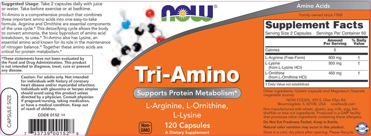 Tri-Amino / L-Arginine L-Ornithine L-Lysine - 120 капсули - Feel You