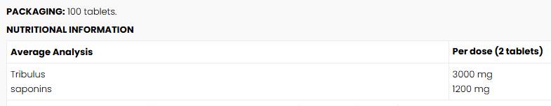 Tribulus Terrestris 1500 mg - 100 Таблетки - Feel You