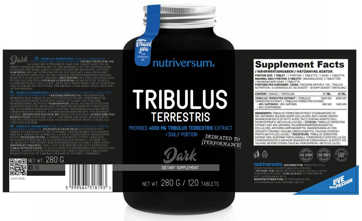 Tribulus Terrestris 2000 mg - 120 Таблетки - Feel You