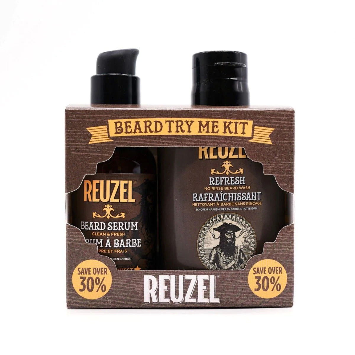 Try Me Kit Set Reuzel: Clean & Fresh, Hydrating, Serum, For Beard, 50 ml + Refresh No Rinse, Beard Shampoo, Moisture And Shine, 100 ml - Feel You