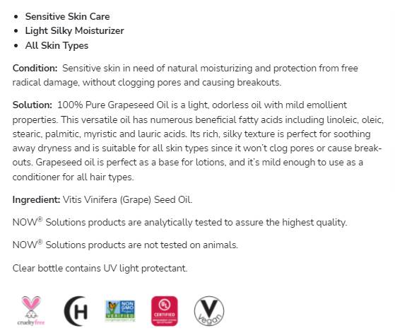 Grapeseed Oil | 100% Pure Sensitive Skin Care - 473 мл - Feel You