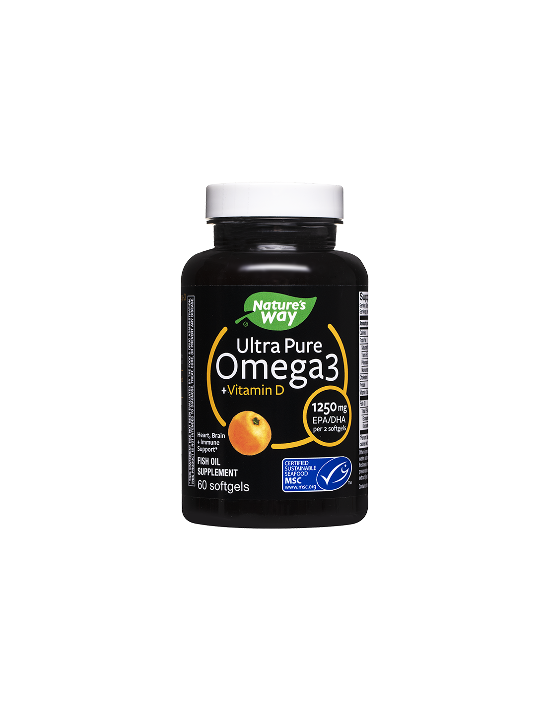 Ultra Pure Omega-3 + Vitamin D3- Ultra Pure Омега-3 1250 mg + Витамин D3 1000 IU, 60 софтгел капсули Nature’s Way - Feel You