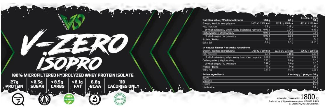 V-Zero Iso Pro | Whey Protein Isolate - 1800 грама - Feel You