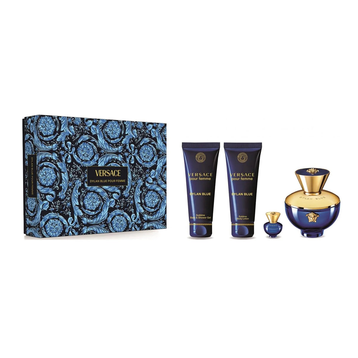 Versace - Dylan Blue pour Femme Gift set EDP 100 ml, body lotion 100 ml, shower gel 100 ml and miniature EDP 5 ml - 100ml - Feel You