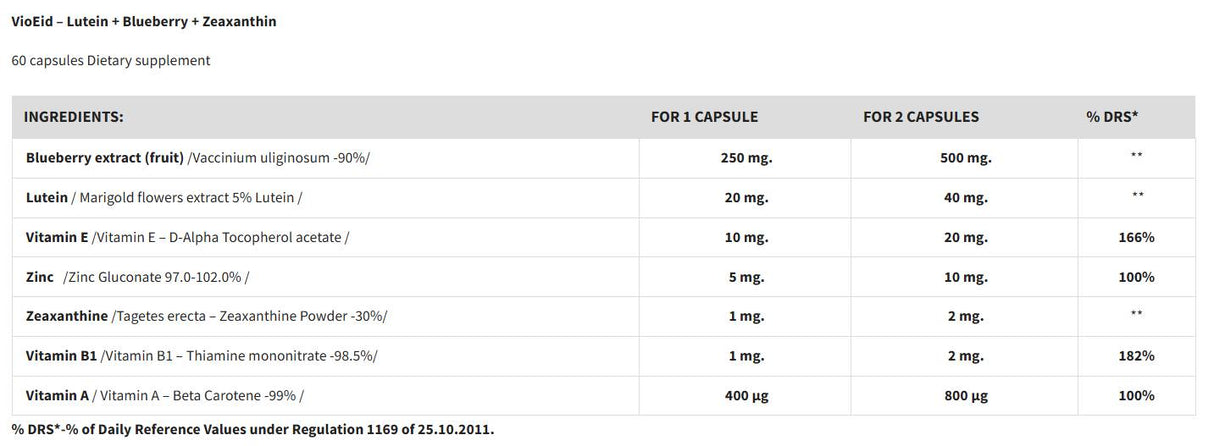 ViewAid – Lutein + Blueberry + Zeaxanthin - 60 капсули - Feel You