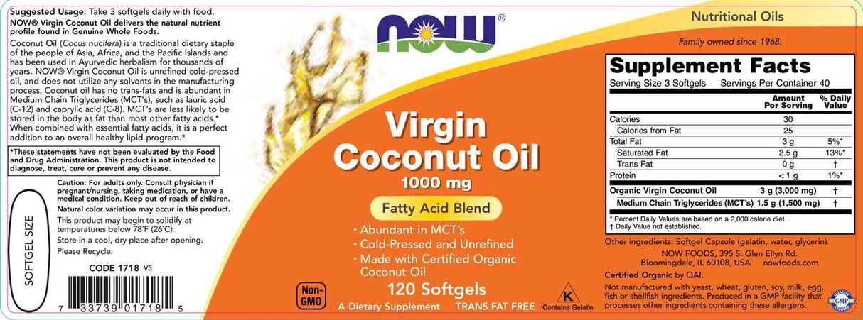 Virgin Coconut Oil 1000 mg - 120 Гел капсули - Feel You