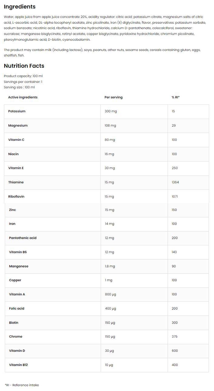 Vit&Min Shot | Multivitamin & Mineral Formula - 25 x 100 мл - Feel You