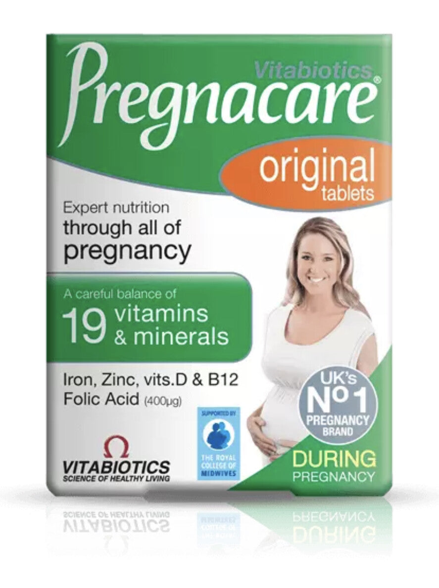 Vitabiotics, Pregnacare Original, Folic Acid, Vitamin D, Zinc, Iron, Supports Reproductive Health & Maternal Tissue Growth, Vitamins, 30 pcs - Feel You
