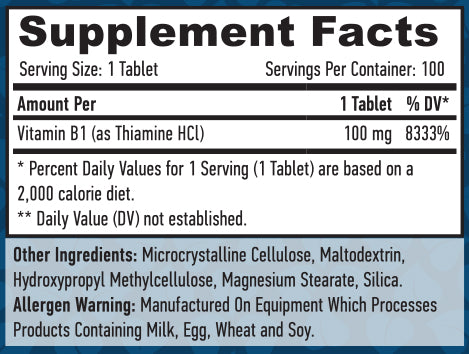 Vitamin B-1 / Thiamine / 100 mg / 100 Tabs - Feel You