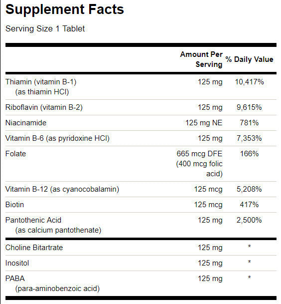 Vitamin B-125 Complex / 100 Tabs. - 0 - Feel You