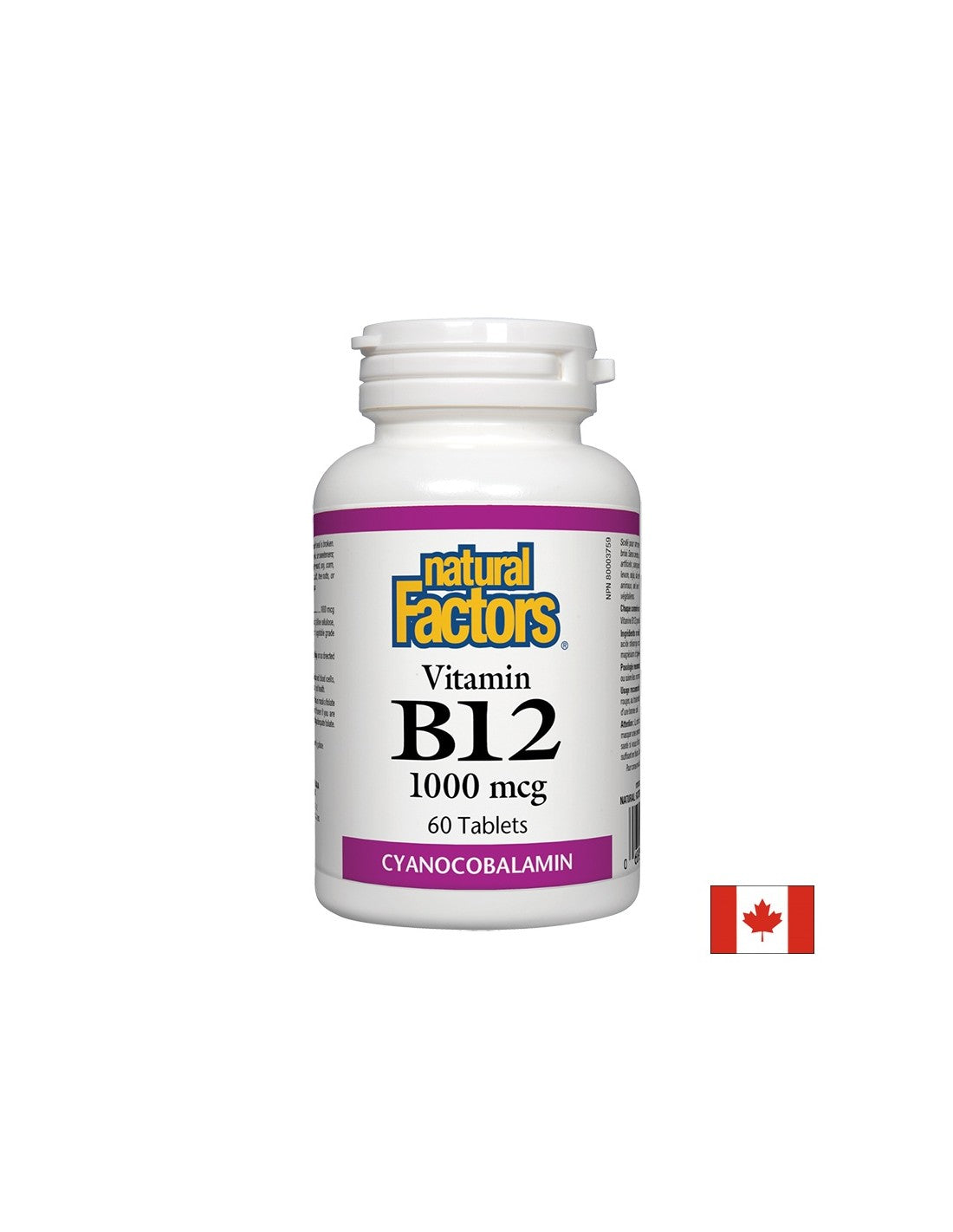 Vitamin B12/ Витамин В12 (цианокобаламин) 1000 mcg х 60 таблетки Natural Factors, - Feel You